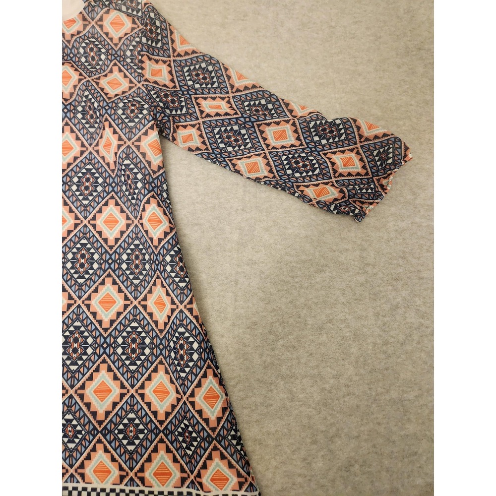 Marmellata Dress Girls 14 Blue Orange Geometric‎ Print Long Sleeve Lined A-Line - Picture 3 of 15